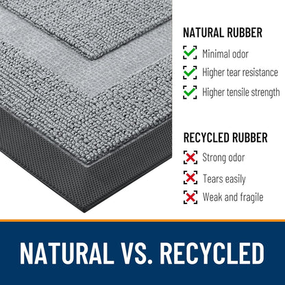 OLANLY Waterproof Front Door Mat - All-Season Indoor/Outdoor Doormat | Sturdy Natural Rubber, 29.5x17, Ash Gray