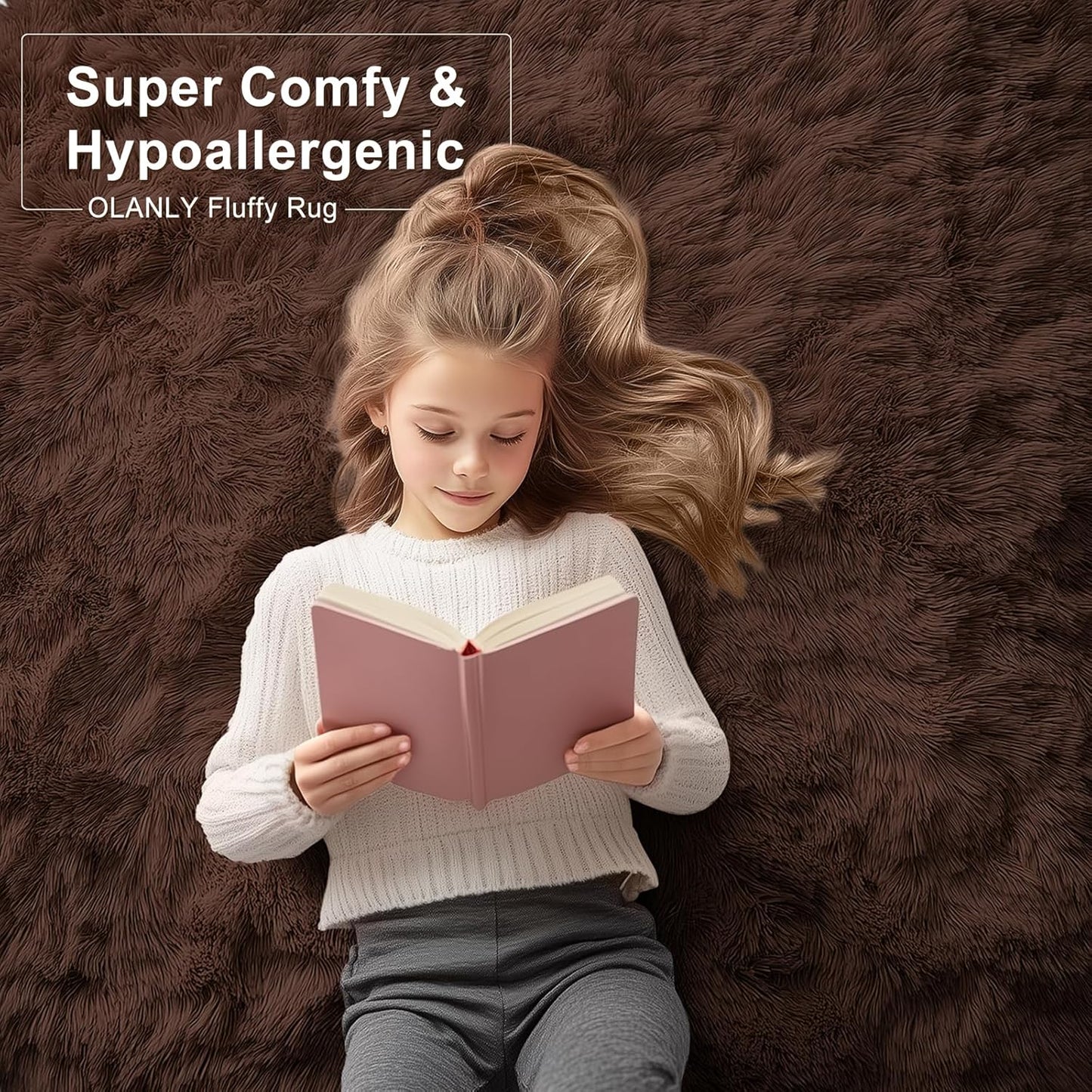 OLANLY Large 5x8 Machine Washable Area Rug - Soft Fluffy Shaggy Carpet for Living Room & Bedroom