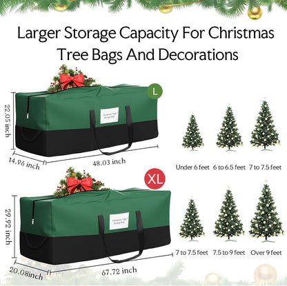 Skiennix Christmas Tree Storage Bag - Fits Up to 10 Ft Tall Trees | Heavy-Duty 600D Oxford Material with Reinforced Handles & Dual Zipper
