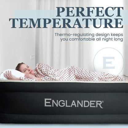 Englander Twin Air Mattress - Double High, 300 LB Capacity Luxury Camping Mattress with Built-in Pump, Waterproof and Microfiber