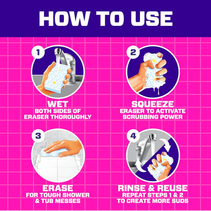 Mr. Clean Magic Eraser Sponge - Powerful Soap Scum Remover for Bathroom & Shower | 6 Count with Lemon Scent