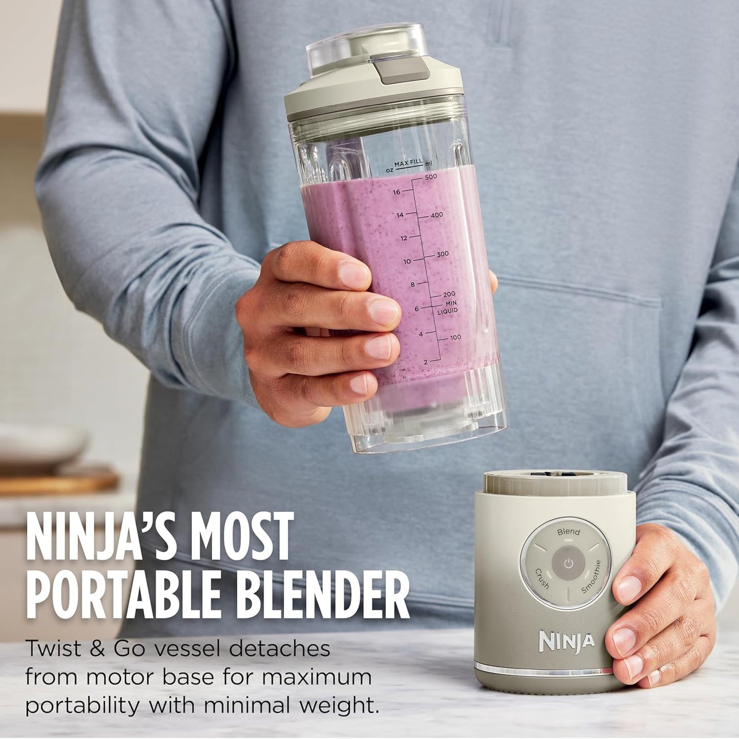 Ninja Blast Max Portable Blender - Cordless 22oz Personal Smoothie Maker | Ice Crush & Dishwasher Safe, Sea Glass