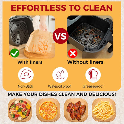Air Fryer Liners - 100 Pcs Non-Stick Oilproof Parchment Paper for 1-3 QT Air Fryers | 4.7-Inch Square