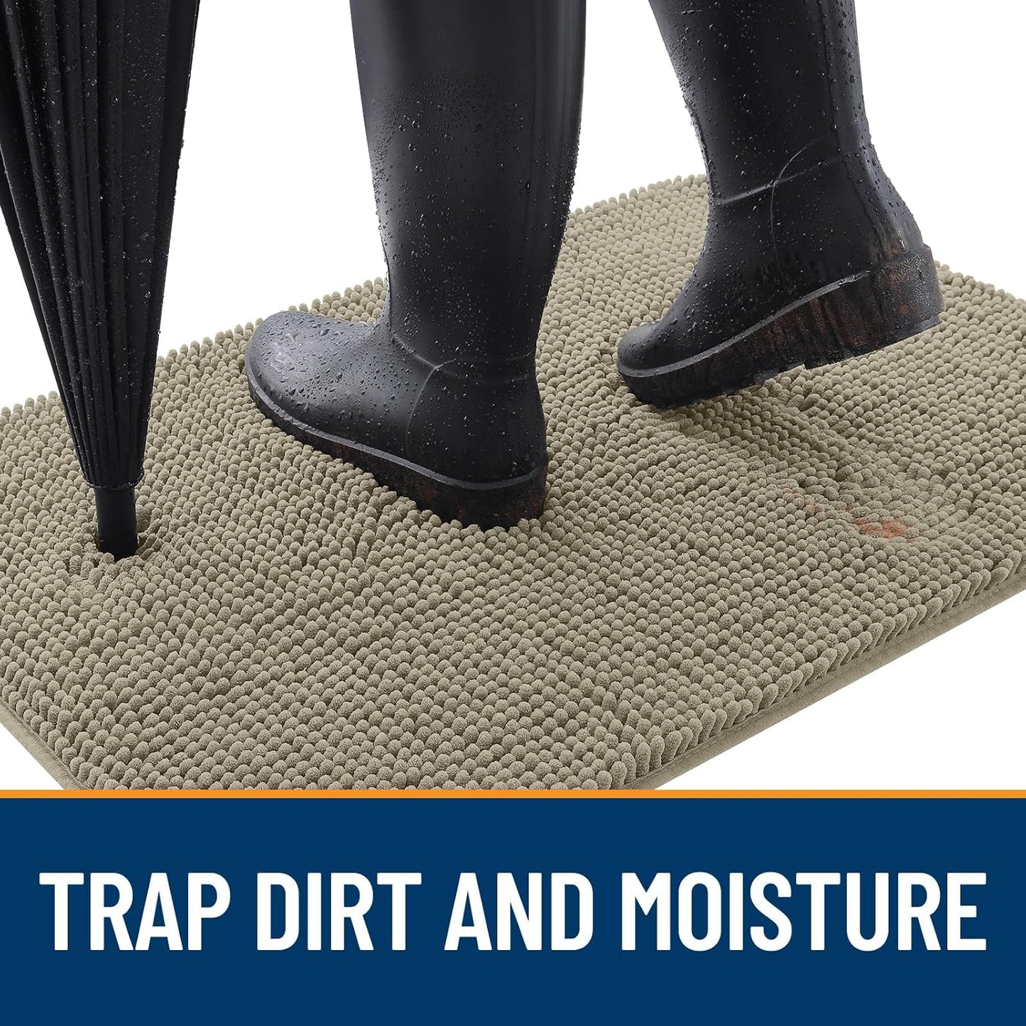 OLANLY Dog Door Mat - Absorbent Non-Slip Chenille Mat for Muddy Paws | 59x35 Warm Taupe