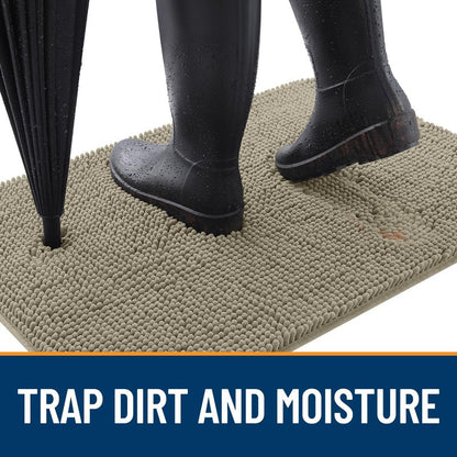 OLANLY Dog Door Mat for Muddy Paws 45x27, Absorbs Moisture and Dirt, Absorbent Non-Slip Washable Doormat, Quick Dry Chenille Mud Mat, Entry Indoor Entryway Carpet for Inside Floor, Warm Taupe