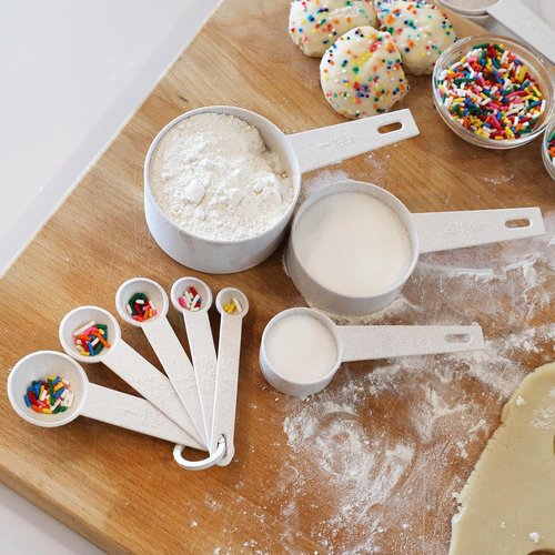 Beille Measuring Cups & Spoons Set - 10-Piece Wheat Straw Cooking Tools