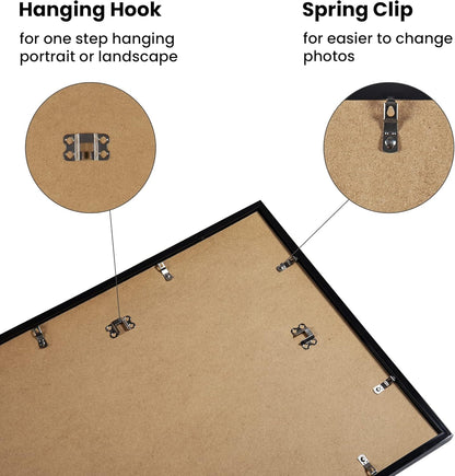 Upsimples 12x16 Picture Frame Set of 5 - Versatile Wall Gallery Frames for 8.5x11 or 12x16 Photos - Black