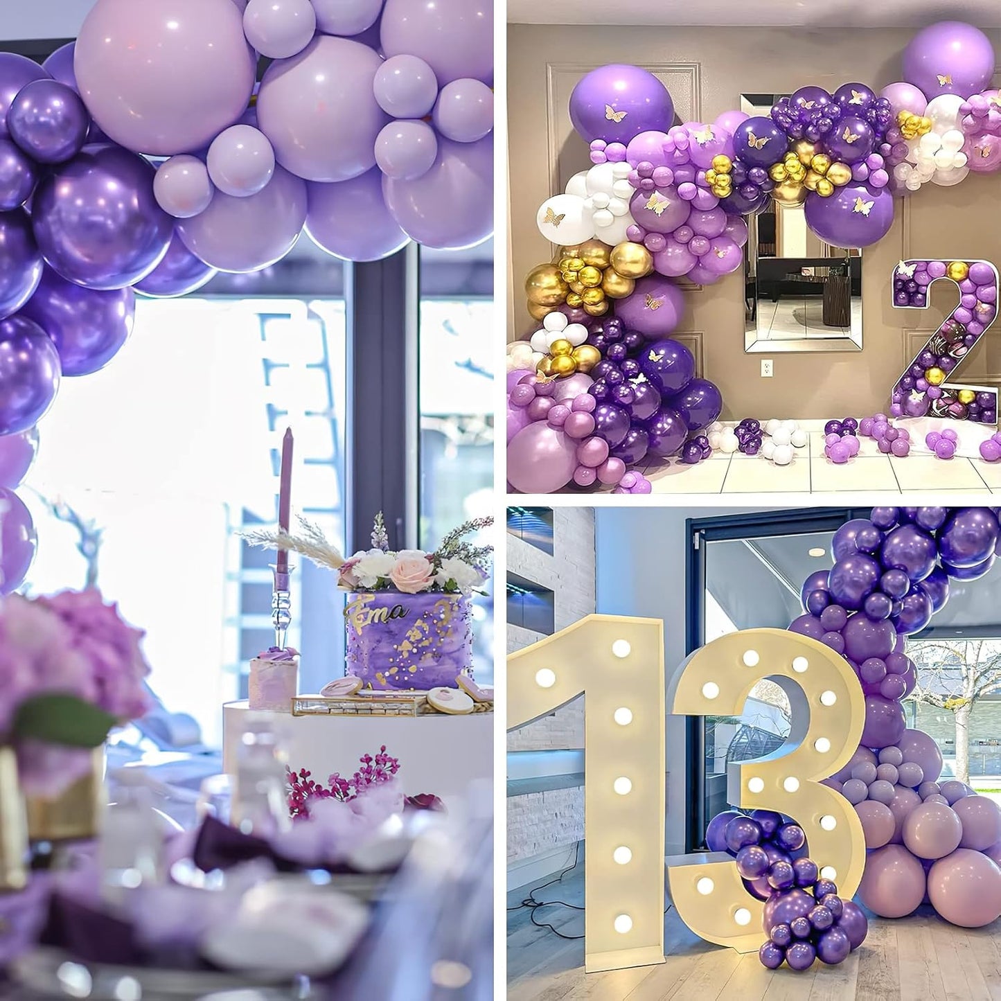 PartyWoo Metallic Purple Balloons - 50 Pcs Mini Chrome Latex for Weddings, Graduations & Parties