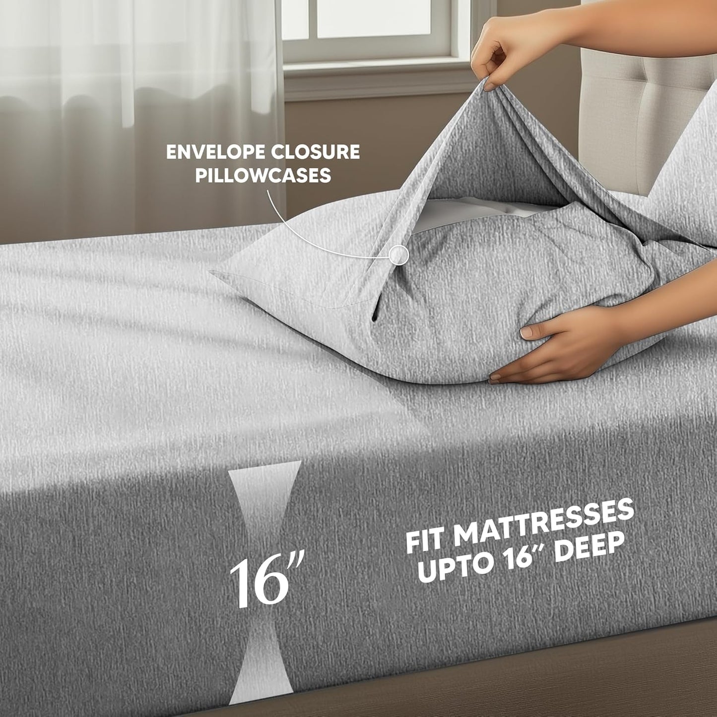 Utopia Bedding King Size Sheet Set - 4-Piece Soft Microfiber Bed Sheets | Oeko-Tex Certified (Heather Grey)