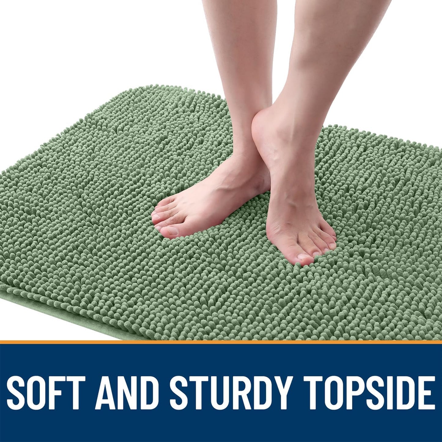 OLANLY Dog Door Mat - Absorbent Non-Slip Washable Doormat for Muddy Paws | 47x20 Olive Green