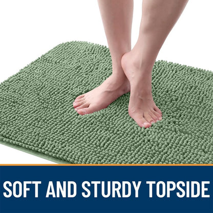 OLANLY Dog Door Mat for Muddy Paws 30x17, Absorbs Moisture and Dirt, Absorbent Non-Slip Washable Doormat, Quick Dry Chenille Mud Mat, Entry Indoor Entryway Carpet for Inside Floor, Olive Green