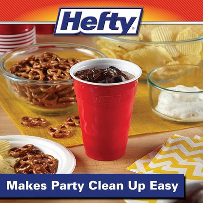 Hefty Party On Disposable Plastic Cups - 18 Oz Red | 30 Count for Easy Gripping & Durable Use