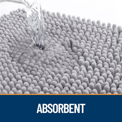 OLANLY Dog Door Mat - Absorbent Non-Slip Mud Mat for Dogs | 59x24 Inches, Quick Dry Chenille, Light Grey