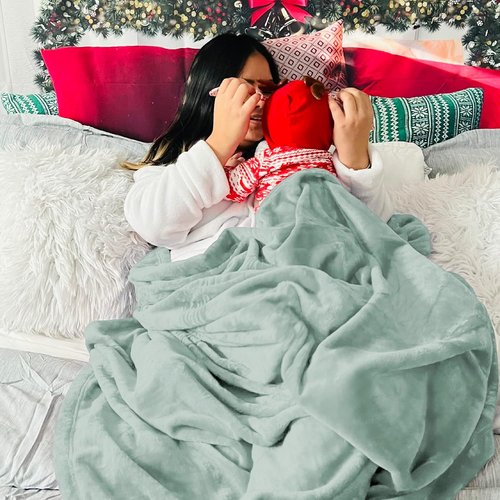 Bedsure GentleSoft Fleece Blanket - Sage Green, Queen Size, 280GSM Soft & Cozy for Bed, Sofa, Travel