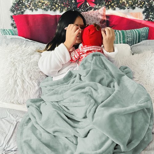 Bedsure GentleSoft Twin XL Fleece Blanket Dorm Bedding - Lightweight Soft Cozy Blankets for Bed, Sofa, Couch, Travel, Camping, Sage Green, 66"x90"