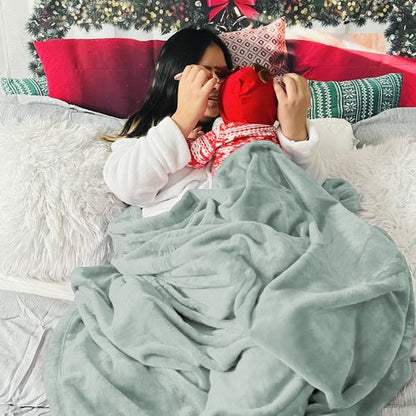 Bedsure GentleSoft Fleece Throw XL Blanket Sage Green - 300GSM Soft Lightweight Plush Cozy Blankets for Bed, Sofa, Couch, Travel, Camping, 50x70 inches
