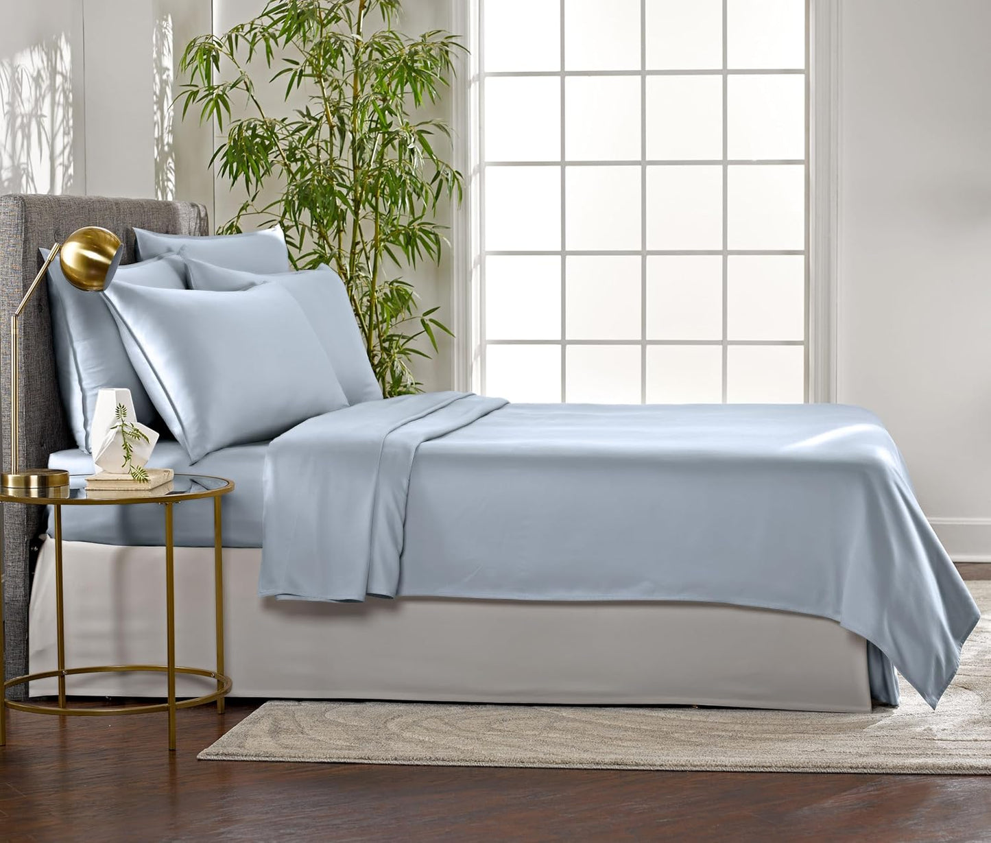 Pure Bamboo Queen Sheets - Luxuriously Soft & Cooling 100% Organic Viscose Bed Set | Sterling Blue