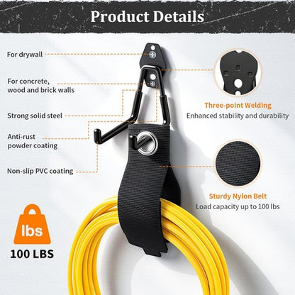 Housolution Garage Hooks - Heavy Duty Anti-Slip Wall Mount for Bikes & Tools | 30-Pack, Black