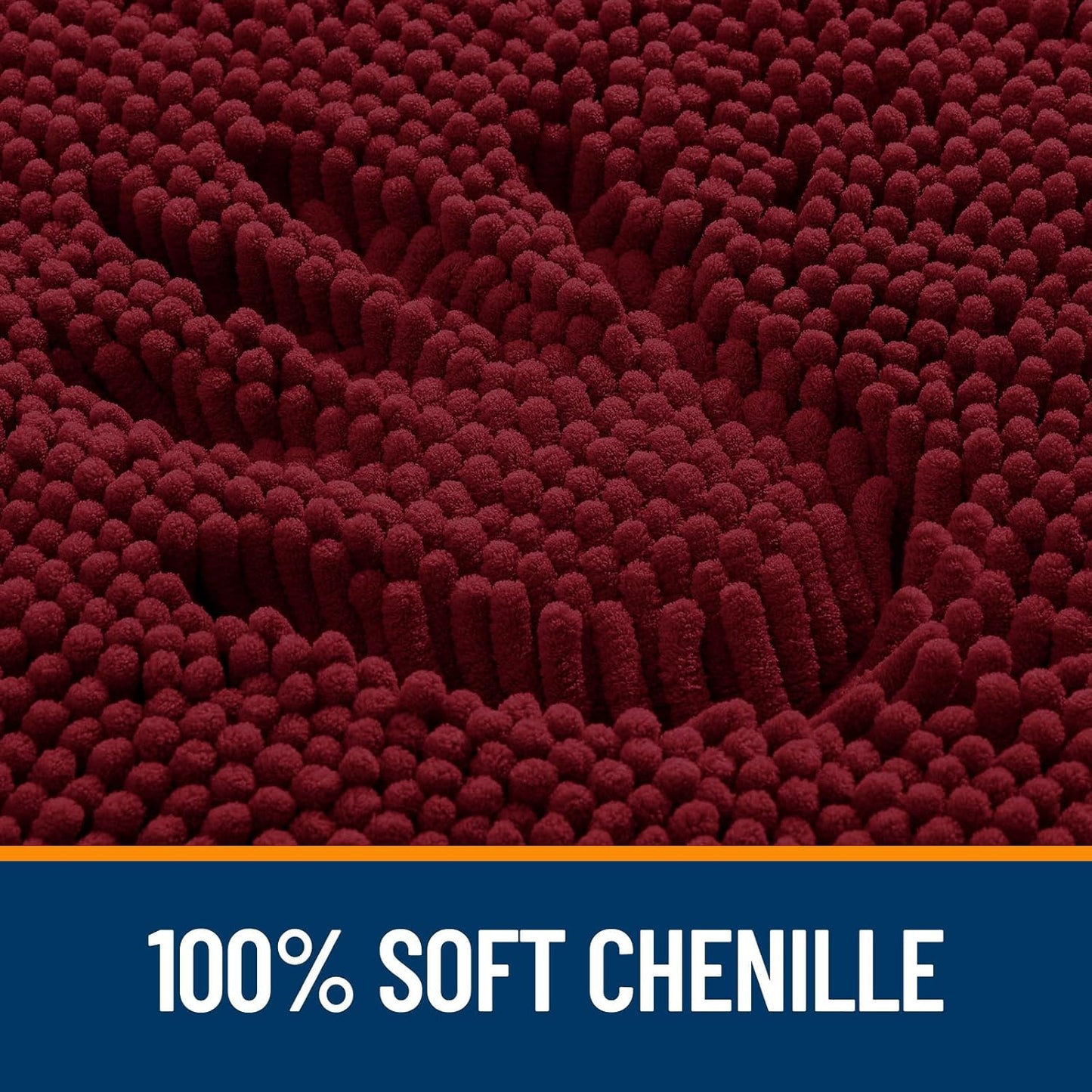OLANLY Bathroom Runner Rugs - Soft Absorbent Chenille with Rubber Backing | 44x24 Inches, Burgundy