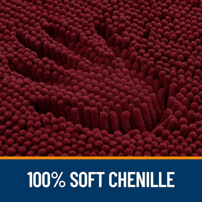 OLANLY Bathroom Runner Rugs - Soft Absorbent Chenille Mats | Quick-Dry Rubber Backing, 70x24, Burgundy