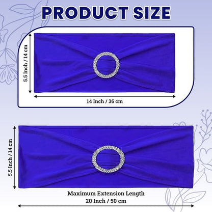 MDS Spandex Chair Sashes - Universal Elastic Stretch Bands with Buckle Slider Bow | Royal Blue, Pack of 125
