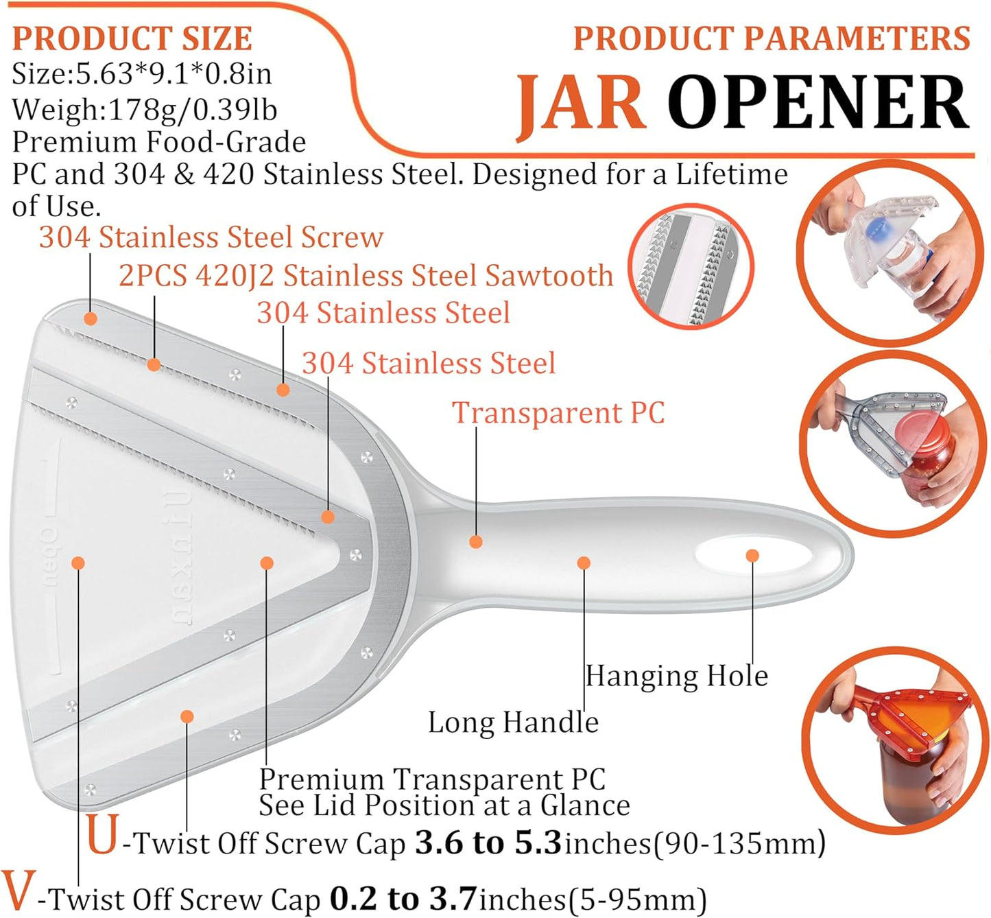 Skiennix Jar Opener - Easy Twist Off Bottle Caps for Seniors & Arthritis Relief | Handheld Kitchen Gadget (Black)