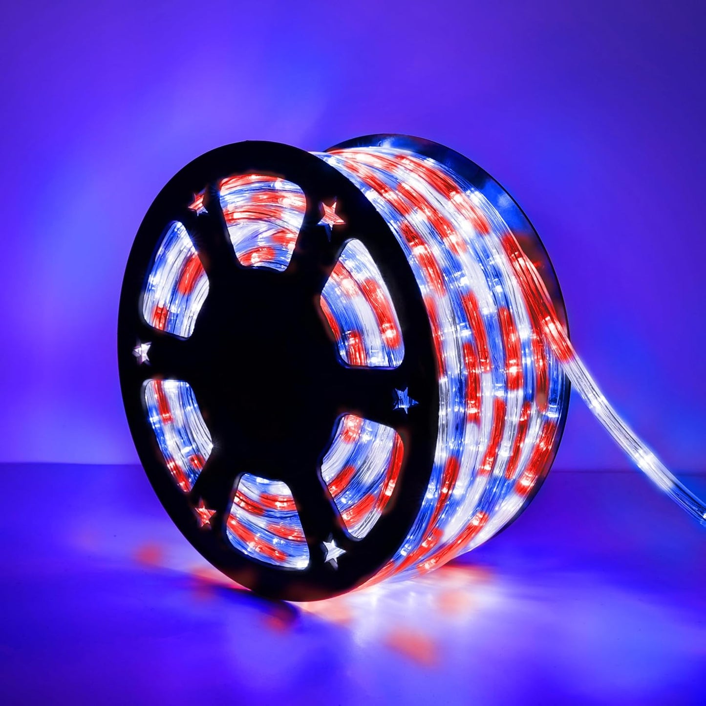 Skiennix 50ft LED Rope Lights - Connectable & Flexible Tube Lighting with 8 Modes | Waterproof Red, White & Blue Decor