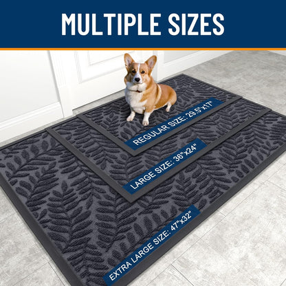 OLANLY Indoor Outdoor Door Mat - Waterproof All-Weather Doormat | Sturdy Natural Rubber, 29.5x17, Medium Grey