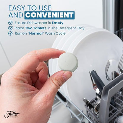 Fuller Dishwasher Cleaner Tabs - Lemon Scent - Eliminates Limescale & Grease - Septic Safe | Pack of 2