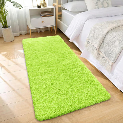 OLANLY Runner Rugs - Soft, Machine Washable Shaggy Carpet for Hallway & Bedroom | Lime Green 2x8