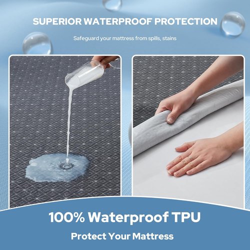BEDLORE Twin Mattress Protector - Waterproof Noiseless Cover with Stretchable Pockets | Soft, Breathable, Machine Washable (Dark Gray)