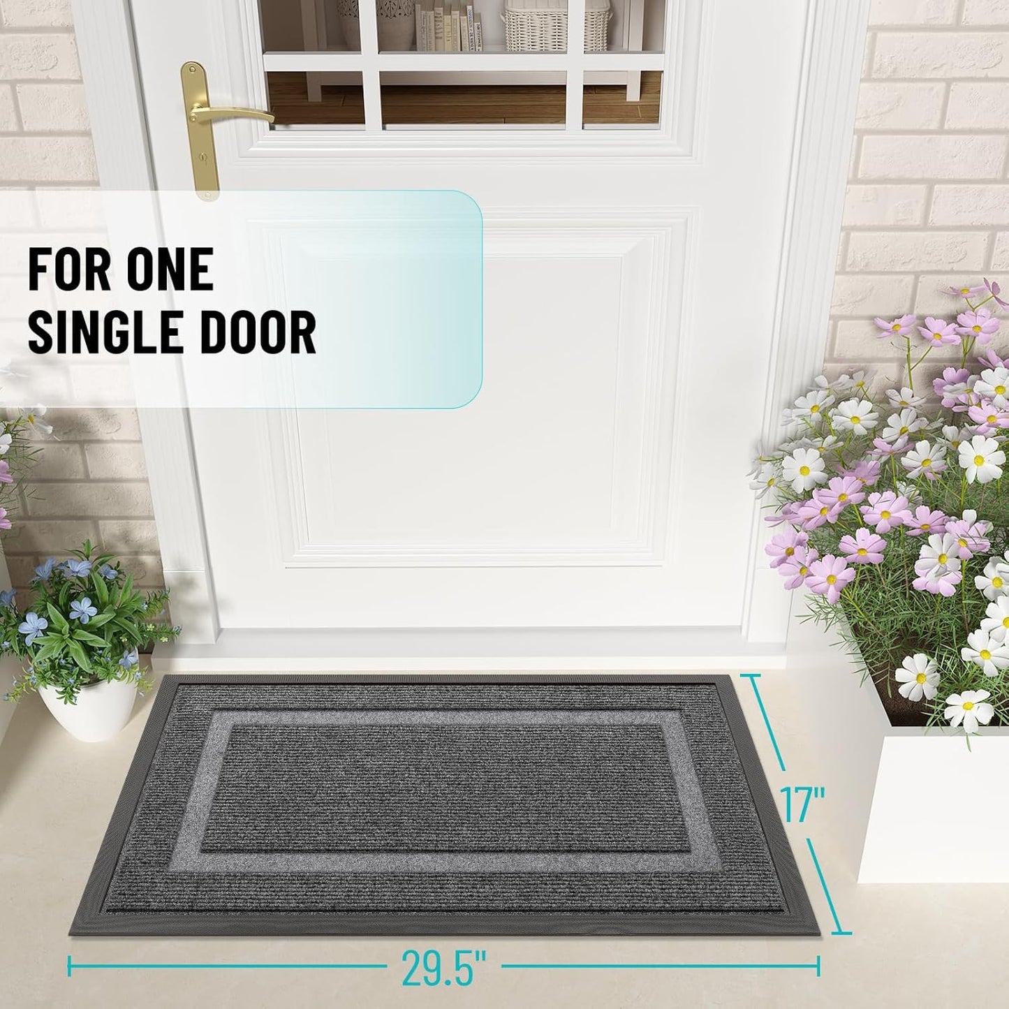 OLANLY Waterproof Front Door Mat - All-Season Indoor/Outdoor Doormat, Easy Clean, 29.5x17, Dark Grey