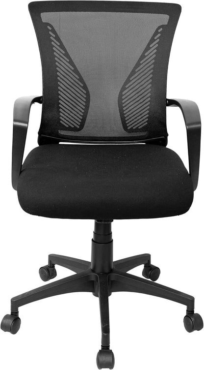 Techni Mobili Ergonomic Mesh Office Chair - Adjustable Height & Tilt, Black with Lumbar Support