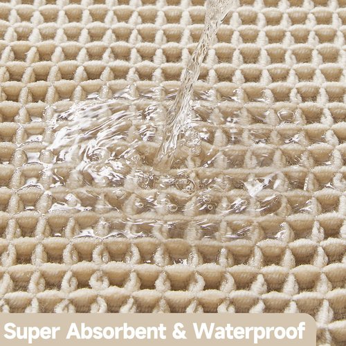 TYUU Pale Beige Bathroom Rug, Waffle Bath Mat Non Slip Washable Super Absorbent Quick Dry Boho Farmhouse Bathroom Decor, 48''x24'' / 4'x2' Pale Beige