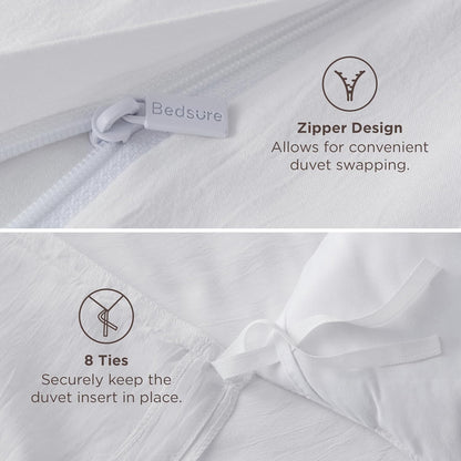 Bedsure Twin Duvet Cover - Soft Prewashed Cotton-Like Polyester Bedding, 68x90 Inches, White