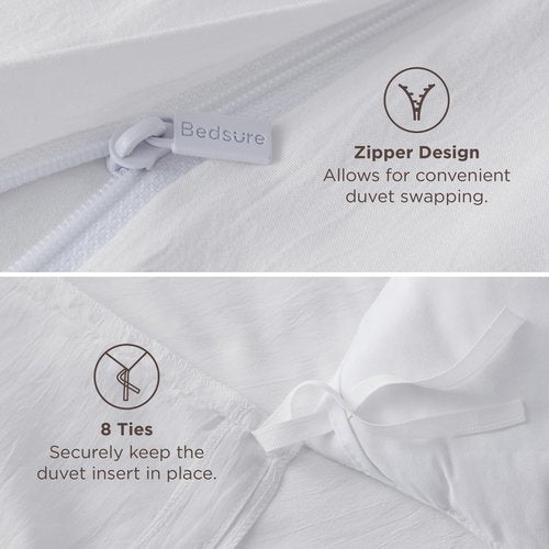 Bedsure Oversized King Duvet Cover Only - Prewashed Cotton-Like Polyester Extra Soft All Season Bedding, Includes 1 Duvet Cover 120x98 Inches with Zipper Closure, White, Comforter Not Included