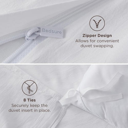 Bedsure Oversized King Duvet Cover Only - Prewashed Cotton-Like Polyester Extra Soft All Season Bedding, Includes 1 Duvet Cover 120x98 Inches with Zipper Closure, White, Comforter Not Included