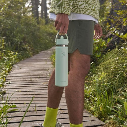 Hydro Flask Water Bottle - Insulated Stainless Steel - 24 Oz Wide Mouth with Flex Straw Lid in Reef Pink