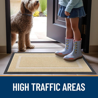 OLANLY Waterproof Front Door Mat - All-Season, Fade Resistant, Easy Clean | 47x32 Inches, Beige