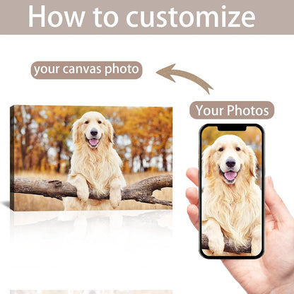 Skiennix Custom Canvas Prints - Personalized Photo Wall Art for Family & Pets | 40x28" Framed Gift
