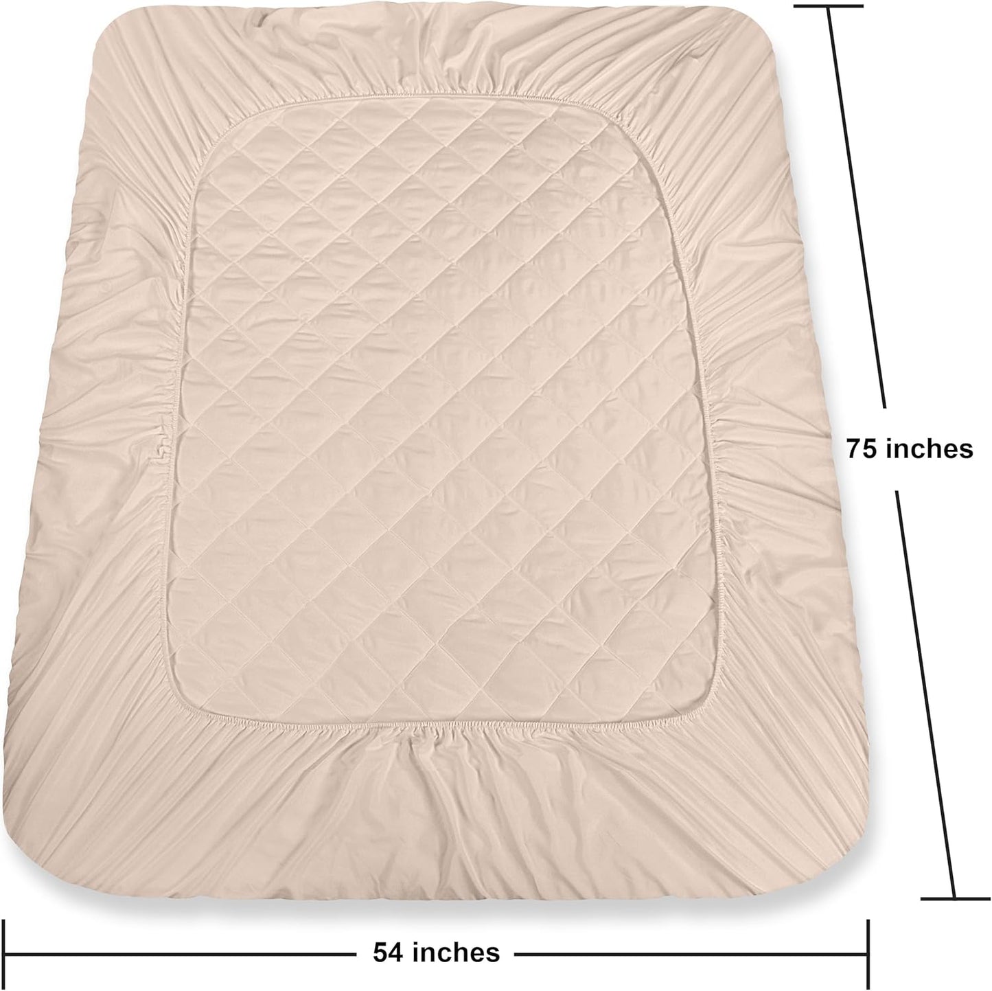 Utopia Bedding Quilted Fitted Mattress Pad - Full Size, Elastic Cover, Machine Washable, 16-Inch Deep (Beige)