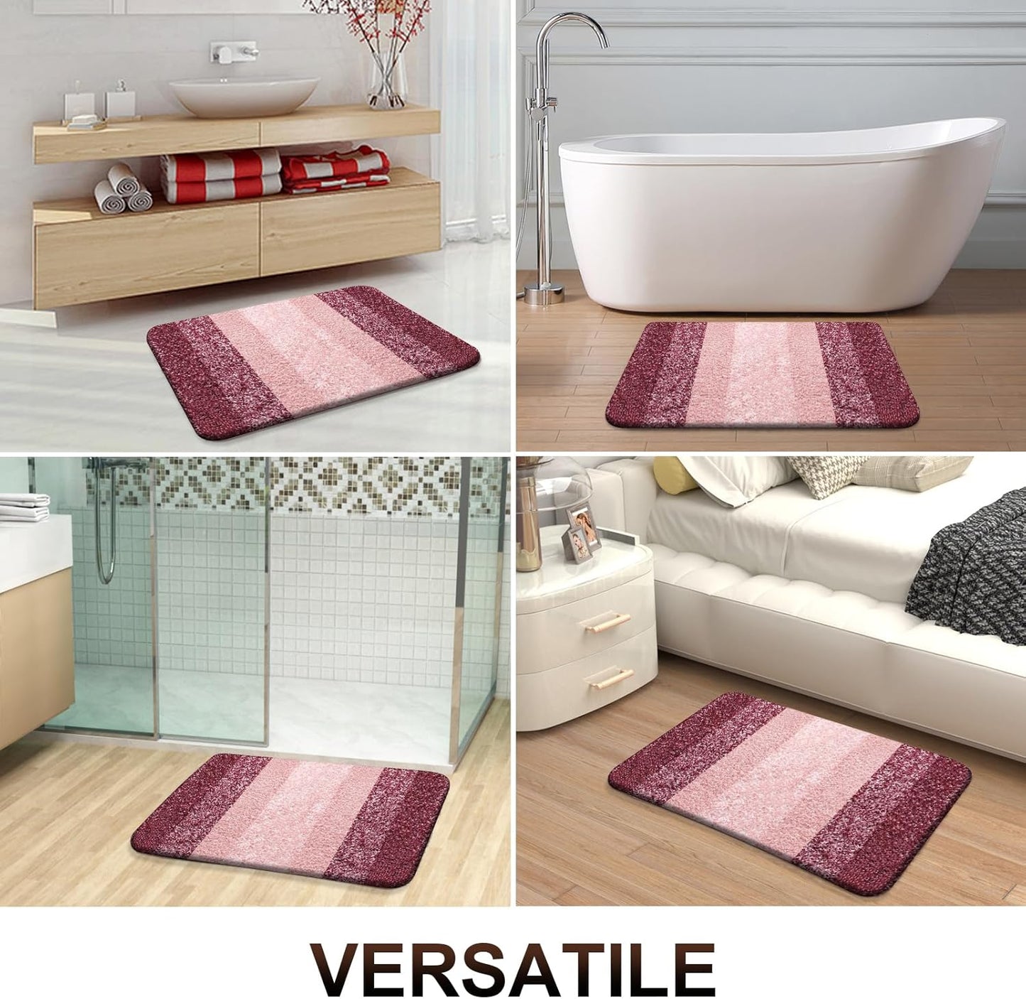 OLANLY Bathroom Runner Rugs - Extra Soft Microfiber Mat 70x24 | Quick Dry, Washable, Rubber Backing - Red