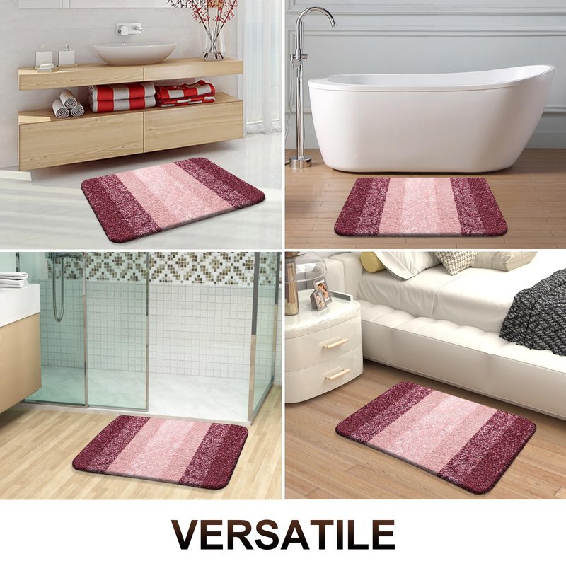 OLANLY Luxury Toilet Rugs U-Shaped 24x20, Extra Soft and Absorbent Microfiber Bathroom Rugs, Non-Slip Plush Shaggy Bath Mat, Machine Wash Dry, Contour Bathroom Mats for Toilet Base, Red
