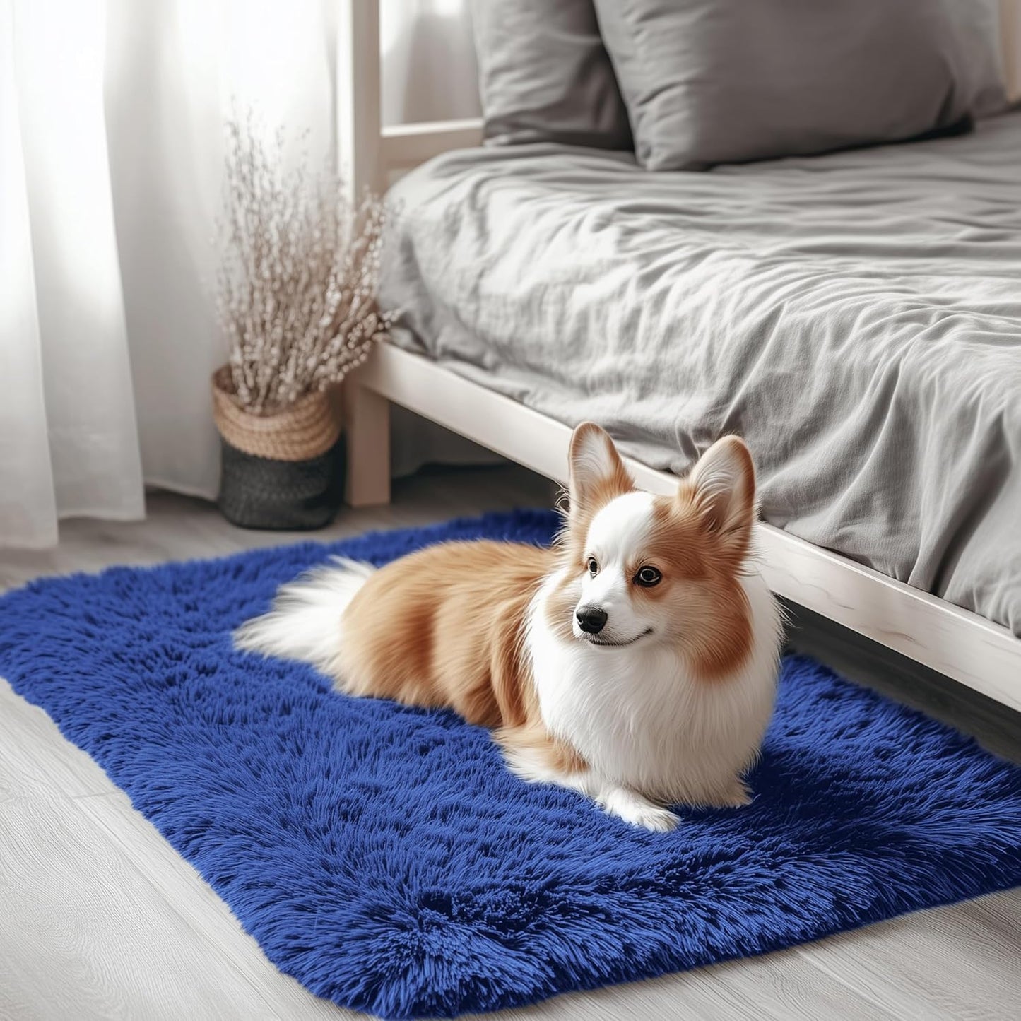 OLANLY Soft Fluffy Shaggy Small Rug - Machine Washable Indoor Carpet for Kids & Nursery | Navy Blue