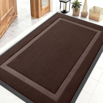 OLANLY Indoor Outdoor Front Door Mat - Waterproof All-Weather Doormat, Easy Clean, 47x32, Dark Brown