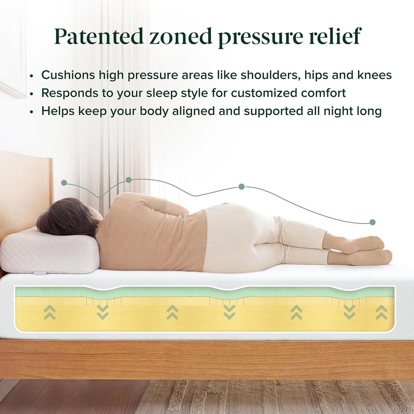 Zinus 10 Inch Twin Green Tea Memory Foam Mattress - Medium Firm, Fiberglass Free, Zoned Pressure Relief
