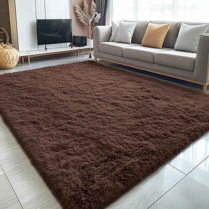 OLANLY Large 5x8 Machine Washable Area Rug - Soft Fluffy Shaggy Carpet for Living Room & Bedroom