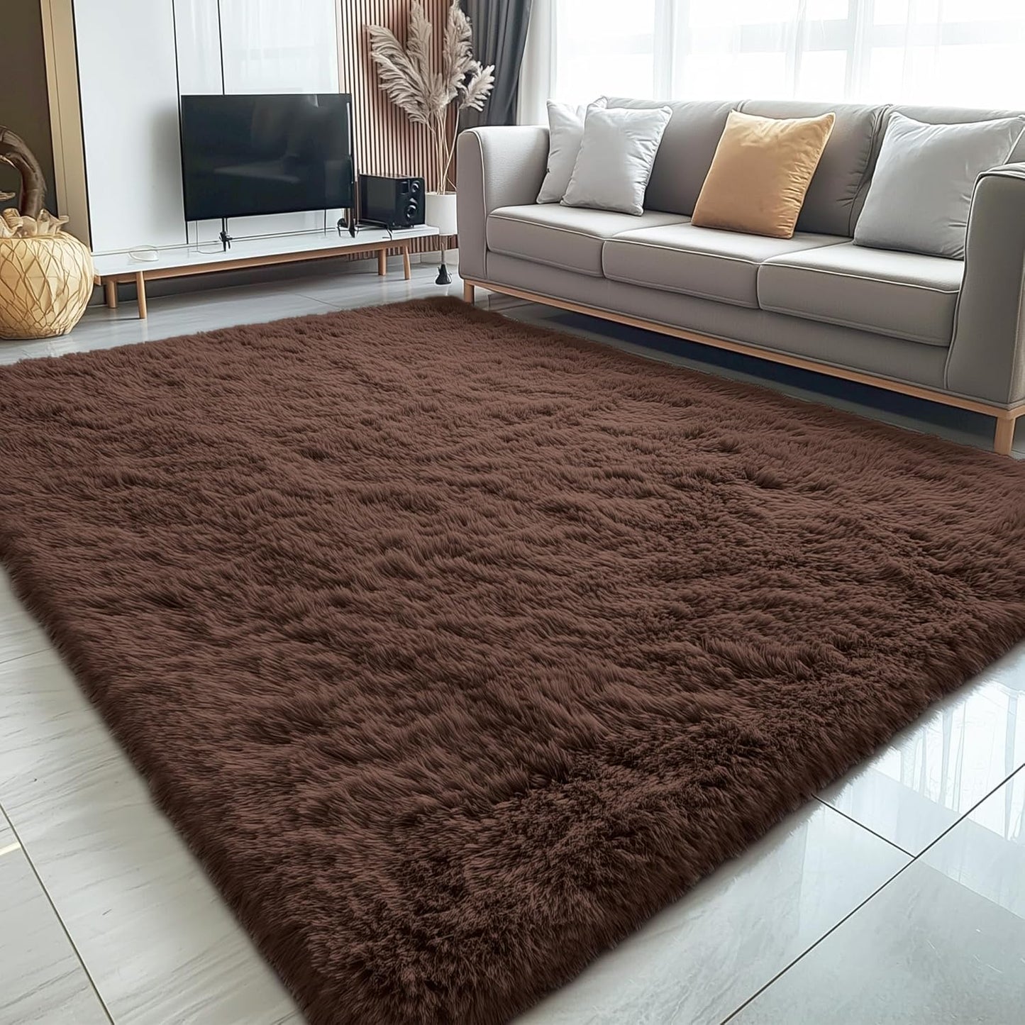 OLANLY 5x7 Large Area Rug - Soft Fluffy Shaggy Carpet for Living Room & Bedroom | Machine Washable Home Decor