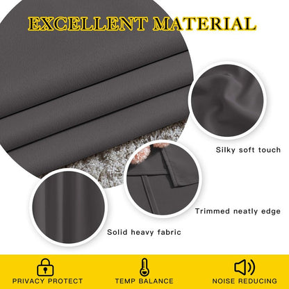 NICETOWN Bedroom Grey Blackout 120 inch Curtains - Triple Weave Energy Saving Thermal Insulated Solid Grommet Blackout Draperies for Patio, W52 x L120, 2 Panels