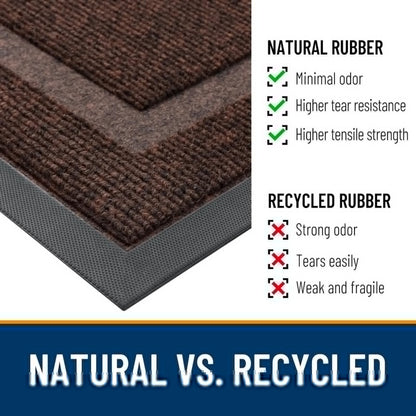 OLANLY Front Door Mat Indoor Outdoor Entrance, Waterproof All-Season, All-Weather Doormat, Sturdy Natural Rubber, Fade Resistant, Low Profile, Easy Clean Patio Porch Entryway Mat, 47x30, Dark Brown